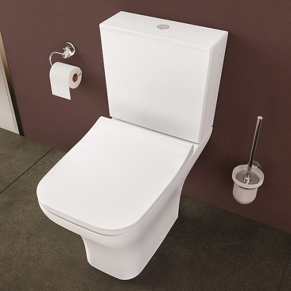 VitrA Evi Square Rimless Close Coupled Toilet   Open Back with Soft Close Seat - Image 8