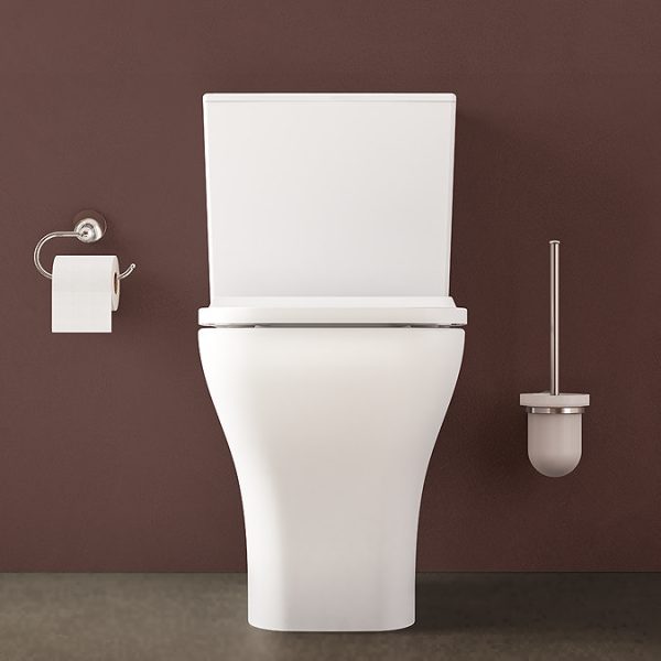 VitrA Evi Square Rimless Close Coupled Toilet   Open Back with Soft Close Seat - Image 9