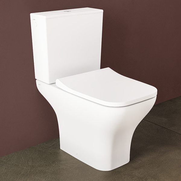 VitrA Evi Square Rimless Close Coupled Toilet   Open Back with Soft Close Seat - Image 11