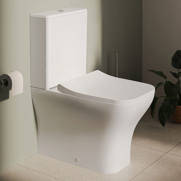 VitrA Evi Square Rimless Close Coupled Toilet   Back to Wall with Soft Close Seat - Image 6