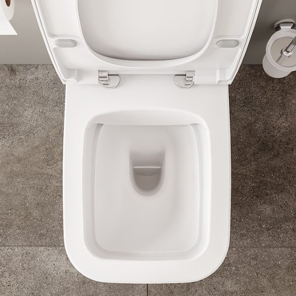 VitrA Evi Square Rimless Close Coupled Toilet   Back to Wall with Soft Close Seat - Image 15
