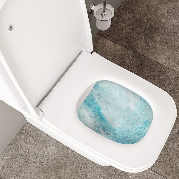 VitrA Evi Square Rimless Close Coupled Toilet   Back to Wall with Soft Close Seat - Image 16