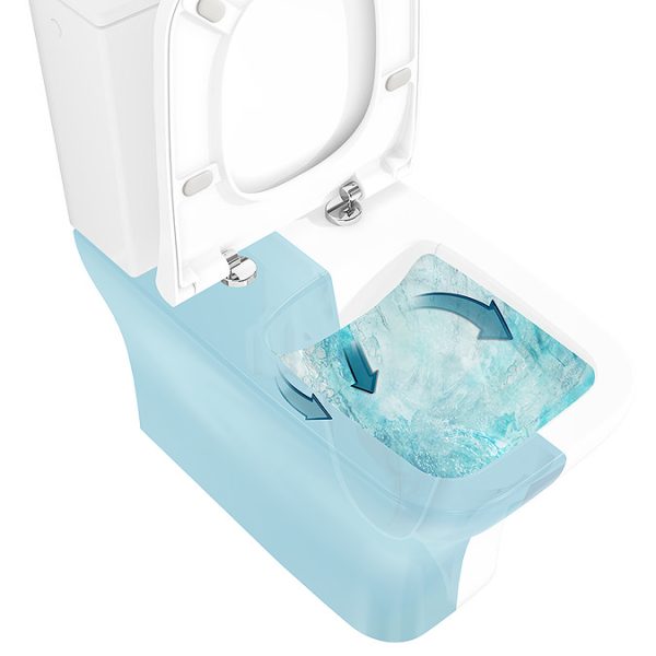 VitrA Evi Square Rimless Close Coupled Toilet   Back to Wall with Soft Close Seat - Image 4