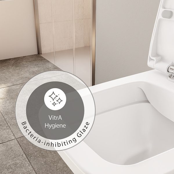 VitrA Evi Square Rimless Close Coupled Toilet   Back to Wall with Soft Close Seat - Image 5