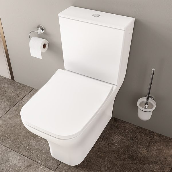 VitrA Evi Square Rimless Close Coupled Toilet   Back to Wall with Soft Close Seat - Image 8