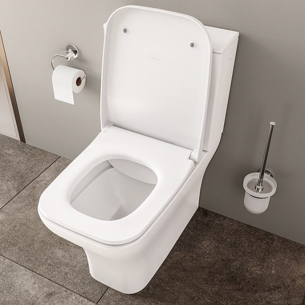 VitrA Evi Square Rimless Close Coupled Toilet   Back to Wall with Soft Close Seat - Image 9