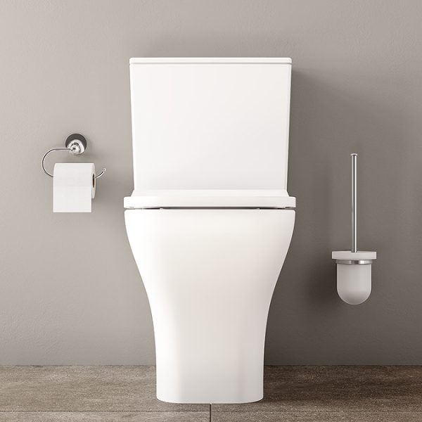 VitrA Evi Square Rimless Close Coupled Toilet   Back to Wall with Soft Close Seat - Image 10