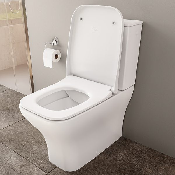 VitrA Evi Square Rimless Close Coupled Toilet   Back to Wall with Soft Close Seat - Image 11