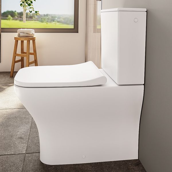 VitrA Evi Square Rimless Close Coupled Toilet   Back to Wall with Soft Close Seat - Image 12