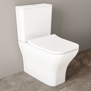 VitrA Evi Square Rimless Close Coupled Toilet   Back to Wall with Soft Close Seat
