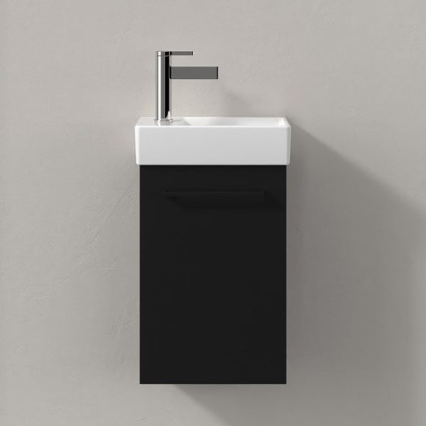 Villeroy and Boch Avento 360mm Wall Hung Vanity Unit & Basin   Volcano Black with Black Handle - Image 3
