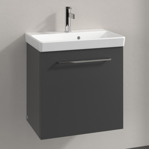 Villeroy and Boch Avento 550mm Wall Hung Vanity Unit & Basin   Graphite with Chrome Handle
