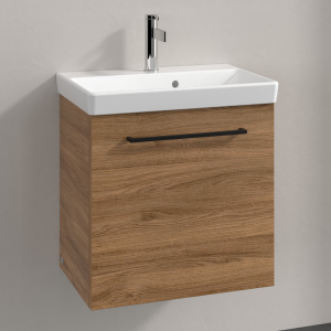 Villeroy and Boch Avento 550mm Wall Hung Vanity Unit & Basin   Kansas Oak with Black Handle