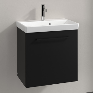 Villeroy and Boch Avento 550mm Wall Hung Vanity Unit & Basin   Volcano Black with Black Handle