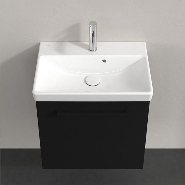 Villeroy and Boch Avento 550mm Wall Hung Vanity Unit & Basin   Volcano Black with Black Handle - Image 4