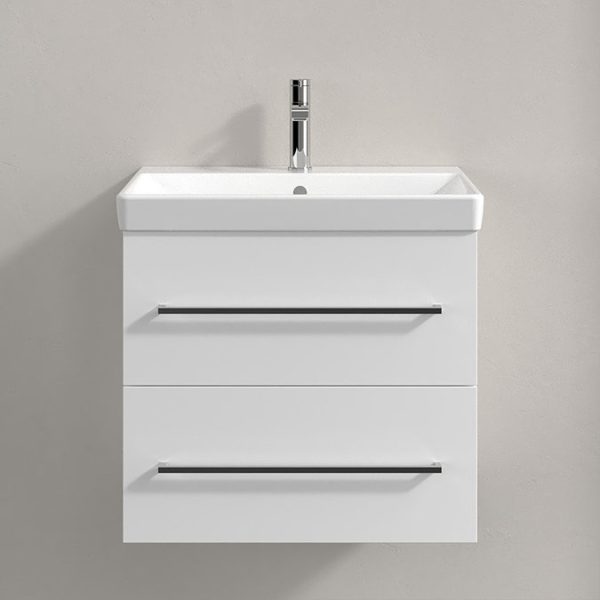 Villeroy and Boch Avento 600mm Wall Hung Vanity Unit & Basin   White with Chrome Handles - Image 3