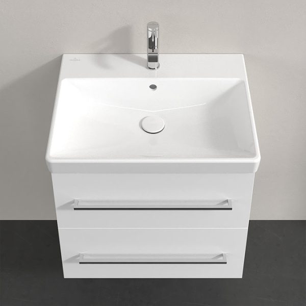 Villeroy and Boch Avento 600mm Wall Hung Vanity Unit & Basin   White with Chrome Handles - Image 4