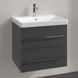 Villeroy and Boch Avento 600mm Wall Hung Vanity Unit & Basin   Graphite with Chrome Handles