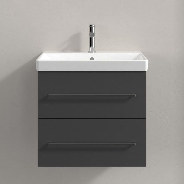 Villeroy and Boch Avento 600mm Wall Hung Vanity Unit & Basin   Graphite with Chrome Handles - Image 3