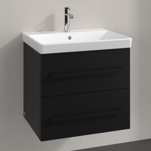 Villeroy and Boch Avento 600mm Wall Hung Vanity Unit & Basin   Volcano Black with Black Handles