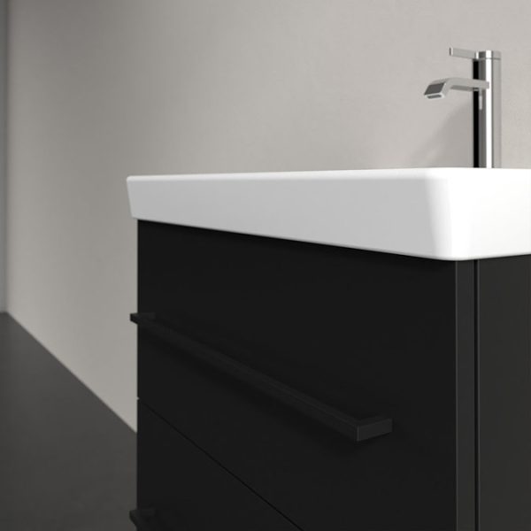 Villeroy and Boch Avento 600mm Wall Hung Vanity Unit & Basin   Volcano Black with Black Handles - Image 2