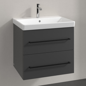 Villeroy and Boch Avento 600mm Wall Hung Vanity Unit & Basin   Graphite with Black Handles