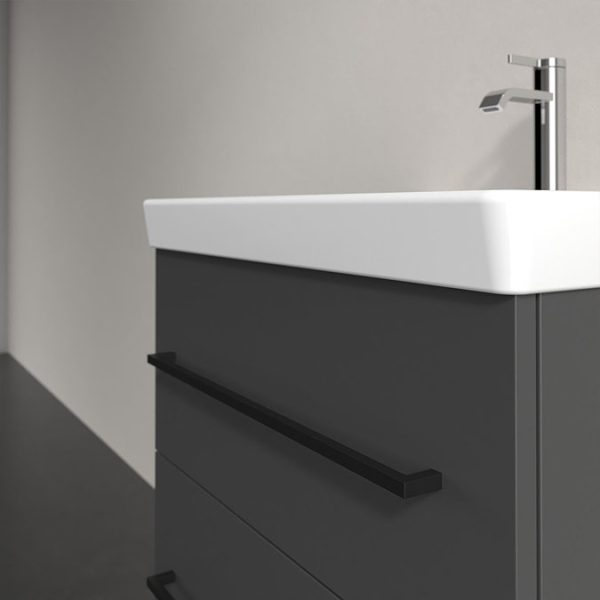Villeroy and Boch Avento 600mm Wall Hung Vanity Unit & Basin   Graphite with Black Handles - Image 2