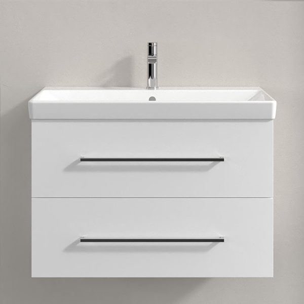 Villeroy and Boch Avento 800mm Wall Hung Vanity Unit & Basin   White with Chrome Handles - Image 3