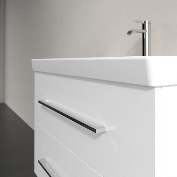 Villeroy and Boch Avento 800mm Wall Hung Vanity Unit & Basin   White with Chrome Handles - Image 2