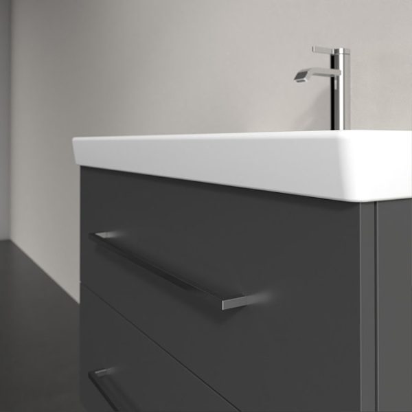 Villeroy and Boch Avento 800mm Wall Hung Vanity Unit & Basin   Graphite with Chrome Handles - Image 2