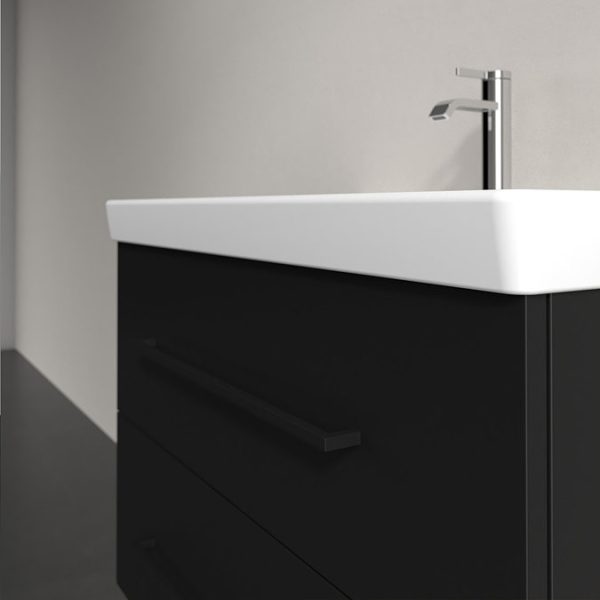 Villeroy and Boch Avento 800mm Wall Hung Vanity Unit & Basin   Volcano Black with Black Handles - Image 2