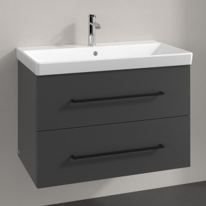 Villeroy and Boch Avento 800mm Wall Hung Vanity Unit & Basin   Graphite with Black Handles