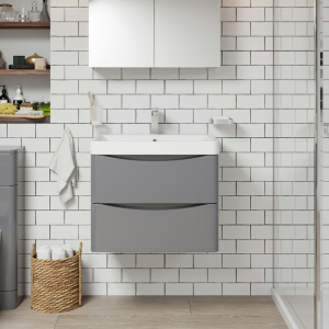 Mode Adler 600mm Grey Wall Hung Vanity Unit with Resin Basin