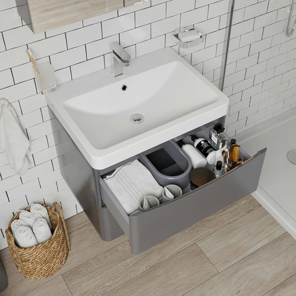 Mode Adler 600mm Grey Wall Hung Vanity Unit with Resin Basin - Image 4