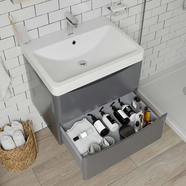 Mode Adler 600mm Grey Wall Hung Vanity Unit with Resin Basin - Image 5