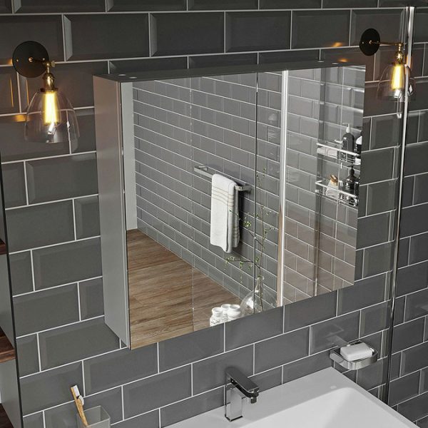 Mode Adler 600 x 665mm White Mirror Cabinet - Image 4