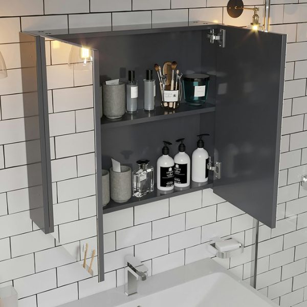 Mode Adler 665 x 600mm Grey Mirror Cabinet - Image 3