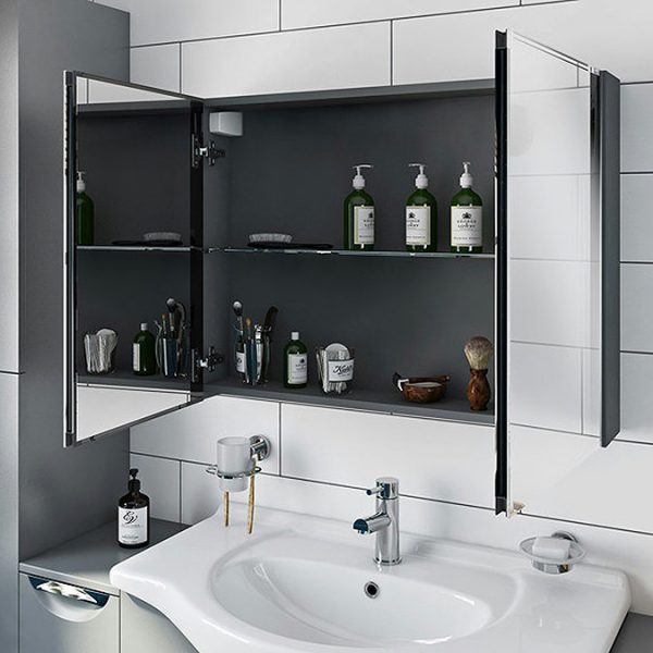 Orchard Elsdon 800 x 600mm Stone Grey Mirror Cabinet - Image 3