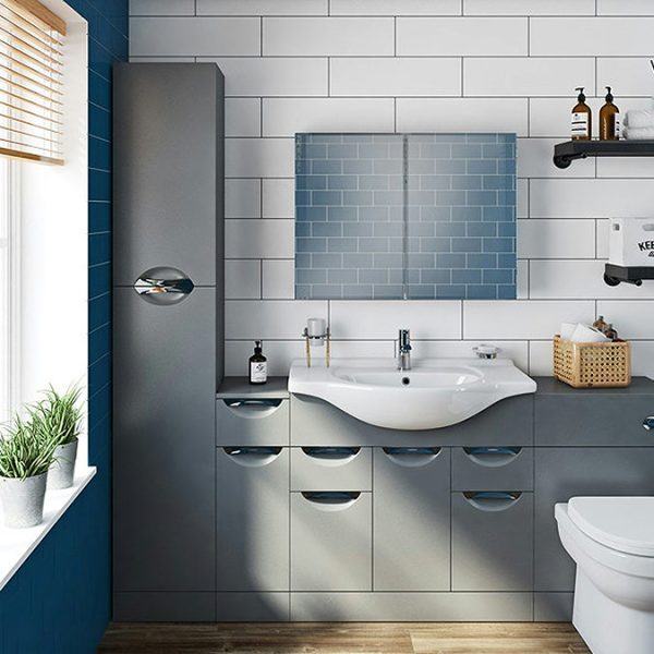 Orchard Elsdon 800 x 600mm Stone Grey Mirror Cabinet - Image 2