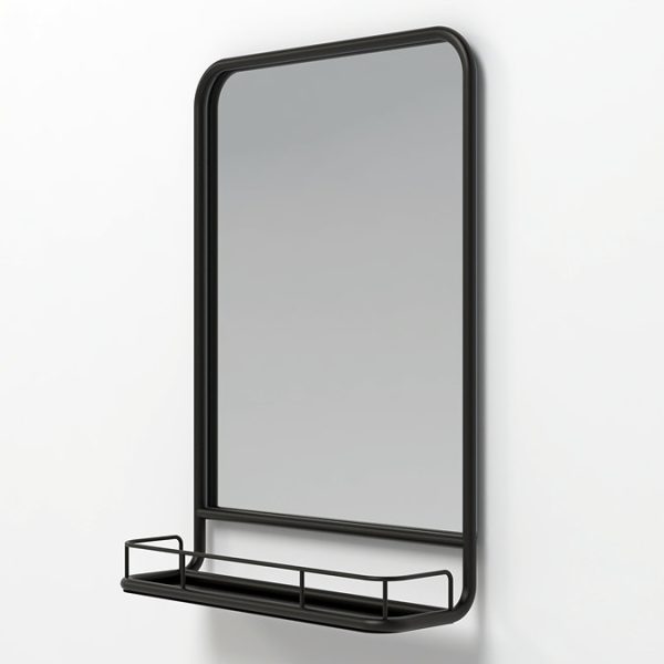 Alchemy 450 x 630mm Framed Mirror with Shelf   Matt Black - Image 2