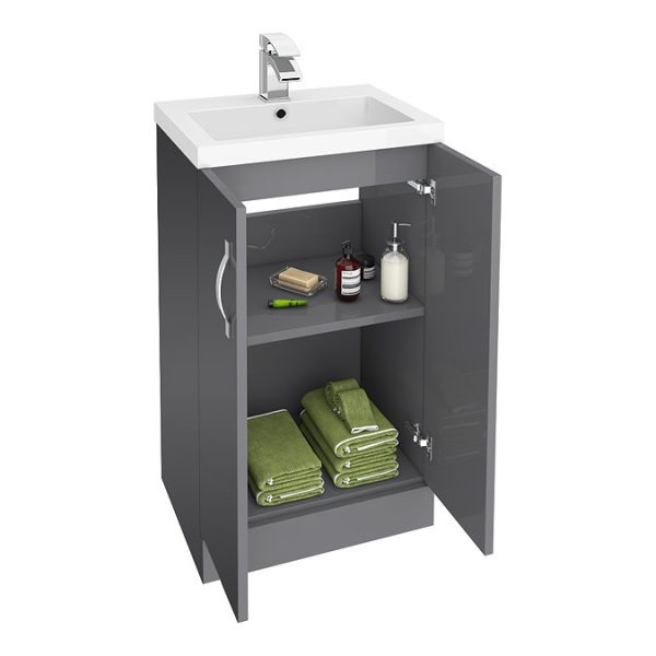 Apollo2 505mm Gloss Grey Floor Standing Vanity Unit - Image 2