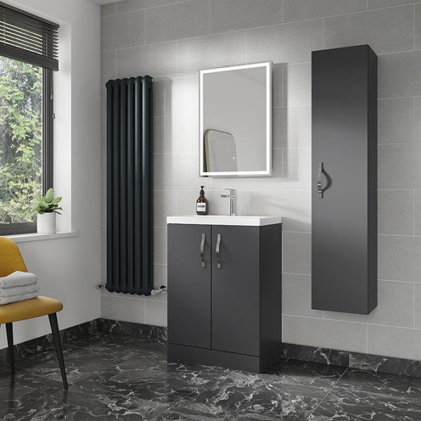 Apollo2 605mm Gloss Grey Floor Standing Vanity Unit - Image 6