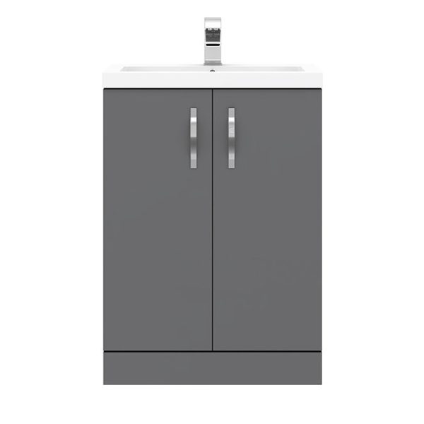 Apollo2 605mm Gloss Grey Floor Standing Vanity Unit - Image 2