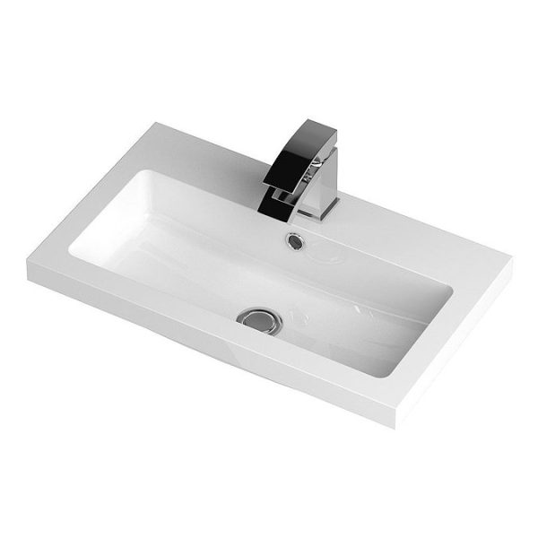 Apollo2 605mm Gloss Grey Open Shelf Floor Standing Vanity Unit w. Matt Black Handle - Image 2