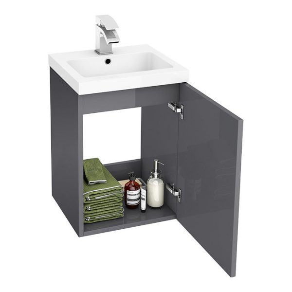 Apollo2 405mm Gloss Grey Wall Hung Vanity Unit - Image 2