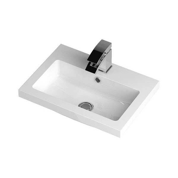 Apollo2 505mm Gloss Grey Wall Hung Vanity Unit w. Matt Black Handles - Image 3