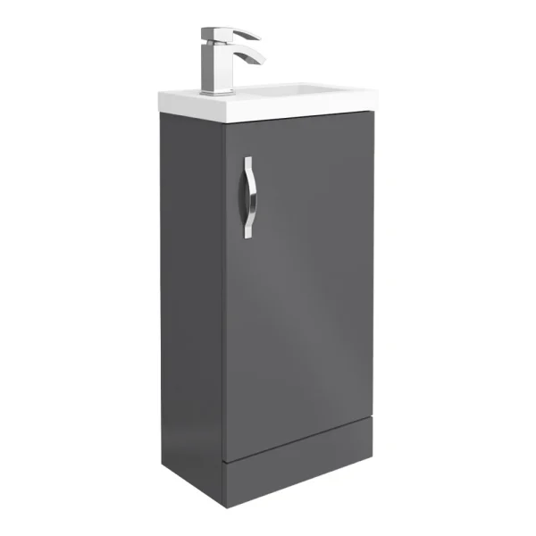 Apollo2 405mm Gloss Grey Compact Floor Standing Vanity Unit