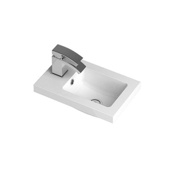 Apollo2 405mm Gloss Grey Compact Floor Standing Vanity Unit w. Matt Black Handle - Image 2