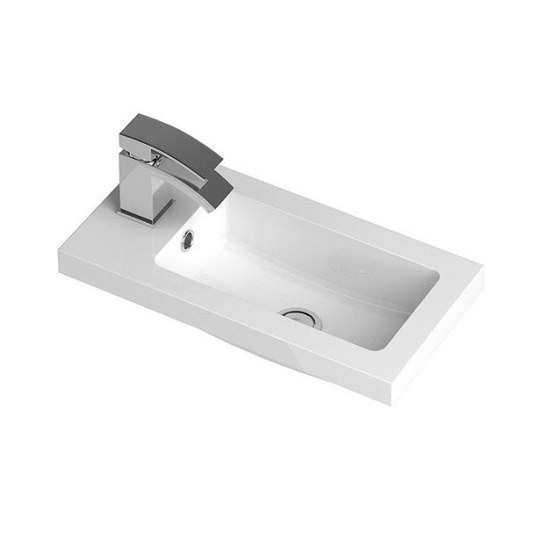 Apollo2 505mm Gloss Grey Compact Floor Standing Vanity Unit w. Matt Black Handles - Image 2