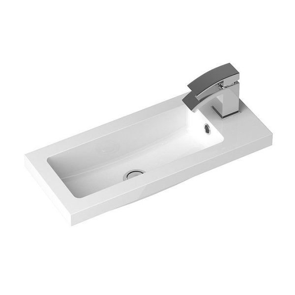 Apollo2 605mm Gloss Grey Open Shelf Compact Floor Standing Vanity Unit w. Matt Black Handle - Image 3